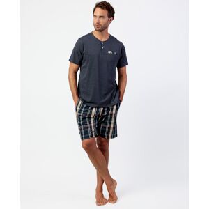 Admas - Pijama corto de hombre de punto de color azul marino. Azul marino M Admas - Pijama corto de hombre de punto de color azul marino. Azul marino M