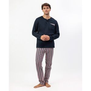 Admas - Pijama largo de hombre de punto de color azul marino. Azul marino M Admas - Pijama largo de hombre de punto de color azul marino. Azul marino M