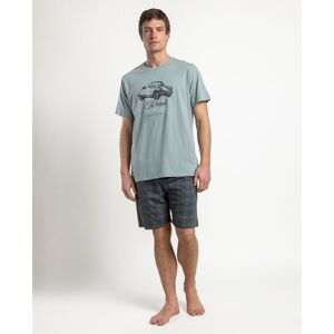 Admas - Pijama corto de hombre de punto de color kaki. Verde M Admas - Pijama corto de hombre de punto de color kaki. Verde M