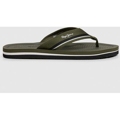 Pepe Jeans - Sandalia de playa tipo T-bar con parte superior de cinta de nailon y suela de EVA.. Verde oscuro 40 Pepe Jeans - Sandalia de playa tipo T-bar con parte superior de cinta de nailon y suela de EVA.. Verde oscuro 40