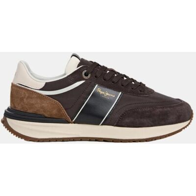 Pepe Jeans - Zapatillas Buster Serie de hombre en combinación de azul marino y beige y con banda lateral. Marrón oscuro 42 Pepe Jeans - Zapatillas Buster Serie de hombre en combinación de azul marino y beige y con banda lateral. Marrón oscuro 42