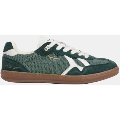 Pepe Jeans - Zapatilla estilo retro de piel con isotipo lateral y suela de goma.. Verde oscuro 40 Pepe Jeans - Zapatilla estilo retro de piel con isotipo lateral y suela de goma.. Verde oscuro 40