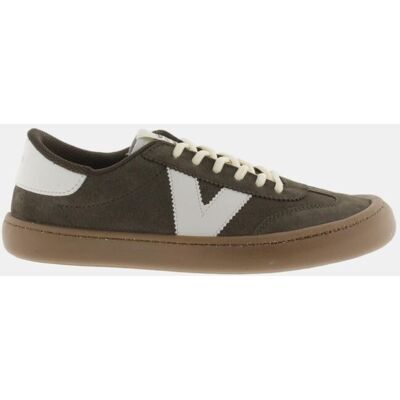 Victoria - Zapatillas deportivas unisex barefoot de serraje con piezas en contraste y suela caramelo. Verde militar 42 Victoria - Zapatillas deportivas unisex barefoot de serraje con piezas en contraste y suela caramelo. Verde militar 42