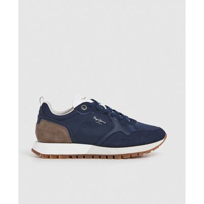 Pepe Jeans - Zapatilla Ari Club de hombre en azul marino con lengüeta blanca y detalle trasero gris. Azul marino 45 Pepe Jeans - Zapatilla Ari Club de hombre en azul marino con lengüeta blanca y detalle trasero gris. Azul marino 45