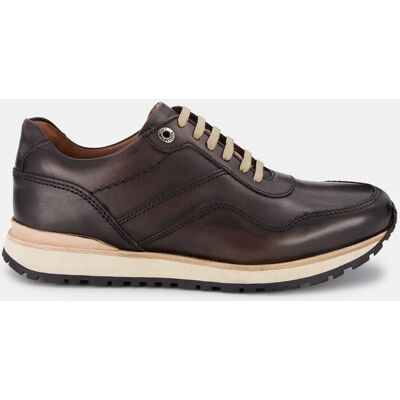 Lottusse - Zapatillas retro Tokyo de piel de vacuno marrón de hombre. Marrón oscuro 45 Lottusse - Zapatillas retro Tokyo de piel de vacuno marrón de hombre. Marrón oscuro 45