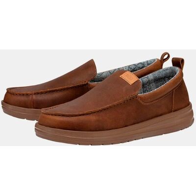 HeyDude - Mocasines de hombre de piel y forro estampado. Marrón 43 HeyDude - Mocasines de hombre de piel y forro estampado. Marrón 43