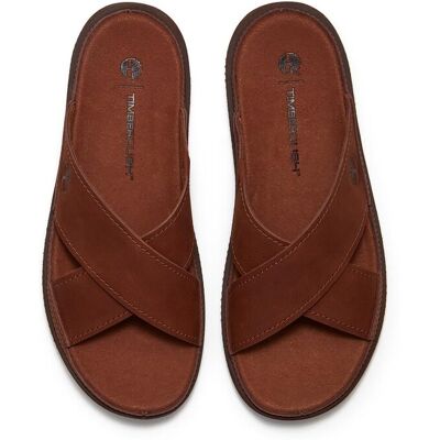 Timberland - Sandalias de piel de hombre tipo slide. Teja 44 Timberland - Sandalias de piel de hombre tipo slide. Teja 44