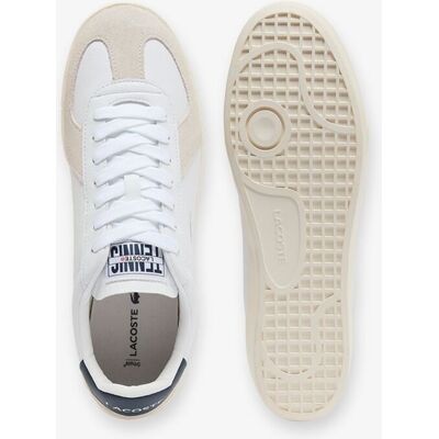 Lacoste - Zapatillas de hombre Baseshot Pro de cuero en blanco. Rosa 43 Lacoste - Zapatillas de hombre Baseshot Pro de cuero en blanco. Rosa 43