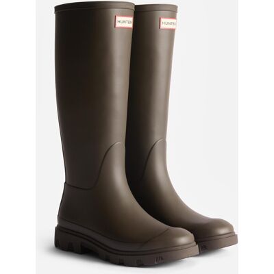 Hunter - Botas de agua unisex downpour short caña alta lisas con suela track. Marrón chocolate 42 Hunter - Botas de agua unisex downpour short caña alta lisas con suela track. Marrón chocolate 42
