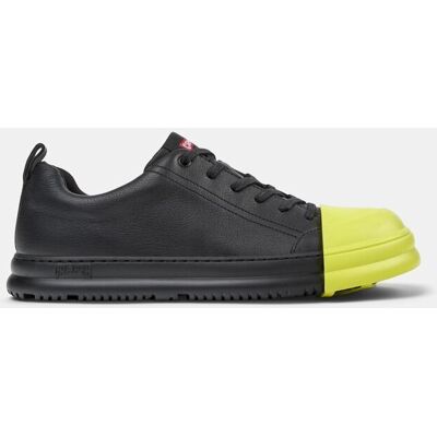 Camper - Zapatillas de piel de hombre Junction Runner lisas con cordones. Negro / Amarillo Flúor 43 Camper - Zapatillas de piel de hombre Junction Runner lisas con cordones. Negro / Amarillo Flúor 43