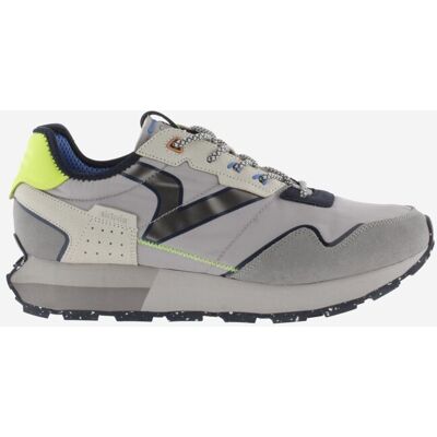Victoria - Zapatillas deportivas de hombre de nylon con piezas de serraje y suela dentada. Gris / Amarillo Flúor 41 Victoria - Zapatillas deportivas de hombre de nylon con piezas de serraje y suela dentada. Gris / Amarillo Flúor 41