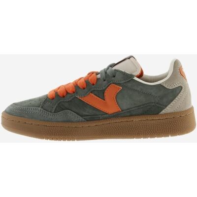 Victoria - Zapatillas de serraje unisex con piezas de color y logotipo retro en contraste. Gris / Naranja 36 Victoria - Zapatillas de serraje unisex con piezas de color y logotipo retro en contraste. Gris / Naranja 36