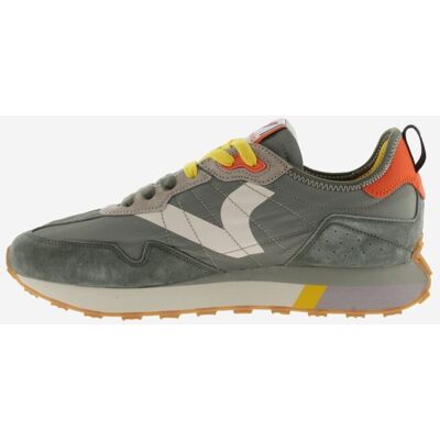 Victoria - Zapatillas deportivas mujer de nylon con piezas de serraje y cordones bicolor. Kaki 42 Victoria - Zapatillas deportivas mujer de nylon con piezas de serraje y cordones bicolor. Kaki 42