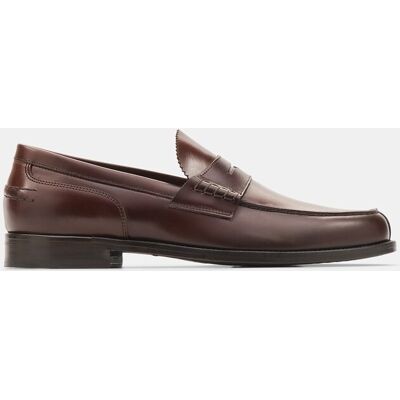 Lottusse - Mocasines de hombre en piel con acabado brillante y adorno de antifaz. Marrón 47 Lottusse - Mocasines de hombre en piel con acabado brillante y adorno de antifaz. Marrón 47