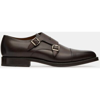 Lottusse - Bluchers de hombre Premium de piel de vacuno con doble hebilla. Marrón oscuro 46 Lottusse - Bluchers de hombre Premium de piel de vacuno con doble hebilla. Marrón oscuro 46