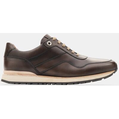 Lottusse - Zapatillas retro Tokyo de piel de vacuno marrón de hombre. Moka 39 Lottusse - Zapatillas retro Tokyo de piel de vacuno marrón de hombre. Moka 39
