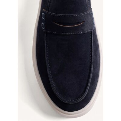 Gioseppo - Mocasines de hombre de piel monocolor en acabado serraje. Azul marino 43 Gioseppo - Mocasines de hombre de piel monocolor en acabado serraje. Azul marino 43