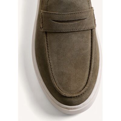 Gioseppo - Mocasines de hombre de piel monocolor en acabado serraje. Kaki 46 Gioseppo - Mocasines de hombre de piel monocolor en acabado serraje. Kaki 46