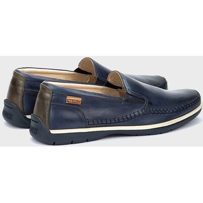 Pikolinos - Mocasines de hombre de piel con elásticos laterales y plantilla extraíble. Azul 45 Pikolinos - Mocasines de hombre de piel con elásticos laterales y plantilla extraíble. Azul 45