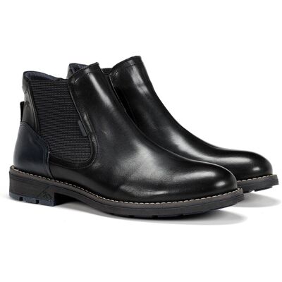 Fluchos - Botines de hombre en color negro y fabricados en piel. Negro 45 Fluchos - Botines de hombre en color negro y fabricados en piel. Negro 45