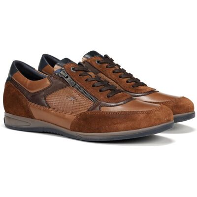 Fluchos - Zapatos de cordones de hombre fabricados en piel con cremallera de adorno. Camel 42 Fluchos - Zapatos de cordones de hombre fabricados en piel con cremallera de adorno. Camel 42