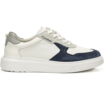 Fluchos - Zapatillas deportivas de hombre fabricados en serraje. Azul / Blanco 39 Fluchos - Zapatillas deportivas de hombre fabricados en serraje. Azul / Blanco 39