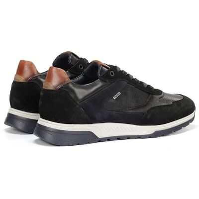 Fluchos - Zapatos de cordones de hombre fabricados en serraje. Negro / Azul 42 Fluchos - Zapatos de cordones de hombre fabricados en serraje. Negro / Azul 42