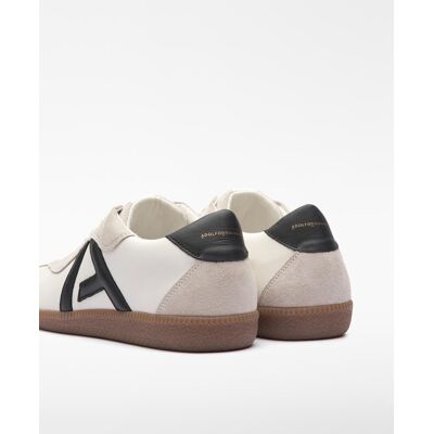 Adolfo Dominguez - Zapatillas de vestir de hombre de piel y ante con maxi logo. Blanco 41 Adolfo Dominguez - Zapatillas de vestir de hombre de piel y ante con maxi logo. Blanco 41
