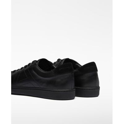 Adolfo Dominguez - Zapatillas de vestir de hombre de piel con maxi logo pespunteado. Negro 43 Adolfo Dominguez - Zapatillas de vestir de hombre de piel con maxi logo pespunteado. Negro 43