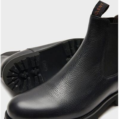 Glent - Botines chelsea de hombre de piel con suela track ancho especial. Negro 42 Glent - Botines chelsea de hombre de piel con suela track ancho especial. Negro 42