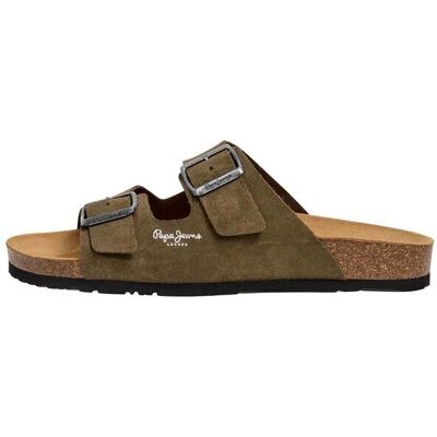 Pepe Jeans - Sandalias de hombre ante con doble hebilla. Verde 42 Pepe Jeans - Sandalias de hombre ante con doble hebilla. Verde 42