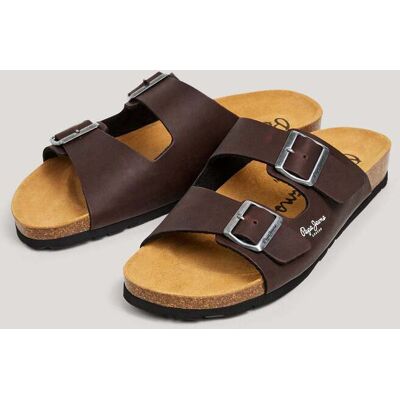 Pepe Jeans - Sandalias de hombre con doble hebilla. Marrón 46 Pepe Jeans - Sandalias de hombre con doble hebilla. Marrón 46