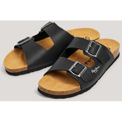 Pepe Jeans - Sandalias de hombre con doble hebilla. Negro 44 Pepe Jeans - Sandalias de hombre con doble hebilla. Negro 44