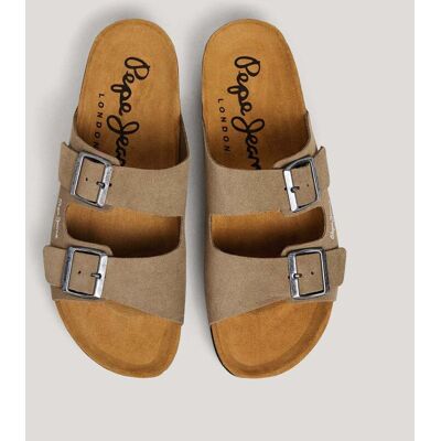 Pepe Jeans - Sandalias de hombre ante con doble hebilla. Natural 41 Pepe Jeans - Sandalias de hombre ante con doble hebilla. Natural 41