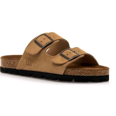 mustang - Sandalias planas de hombre en piel con hebillas ajustables. Canela 46 mustang - Sandalias planas de hombre en piel con hebillas ajustables. Canela 46