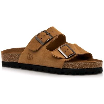 mustang - Sandalias planas de hombre en piel con hebillas ajustables. Camel 40 mustang - Sandalias planas de hombre en piel con hebillas ajustables. Camel 40