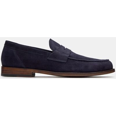 Lottusse - Mocasines de hombre ante banda. Azul marino 42 Lottusse - Mocasines de hombre ante banda. Azul marino 42