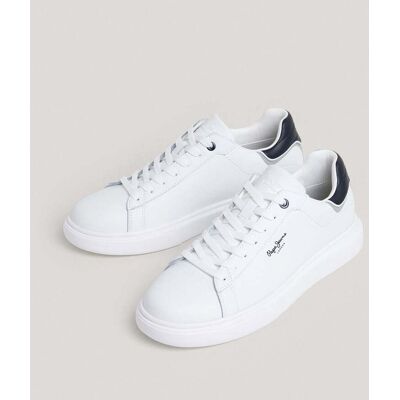 Pepe Jeans - Eaton - zapatillas clásicas de piel. Blanco 45 Pepe Jeans - Eaton - zapatillas clásicas de piel. Blanco 45