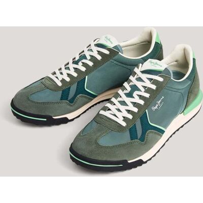 Pepe Jeans - Zapatillas de hombre de vestir combinadas. Verde 42 Pepe Jeans - Zapatillas de hombre de vestir combinadas. Verde 42