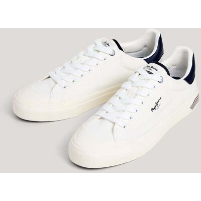 Pepe Jeans - Zapatillas de hombre clásicas de vestir de lona. Blanco 44 Pepe Jeans - Zapatillas de hombre clásicas de vestir de lona. Blanco 44