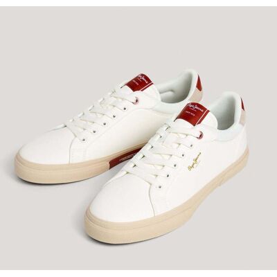 Pepe Jeans - Zapatillas de hombre clásicas de vestir con detalles en ante. Blanco 42 Pepe Jeans - Zapatillas de hombre clásicas de vestir con detalles en ante. Blanco 42