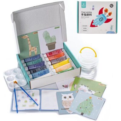 dam-electronics Set pintura acrílica para dedos 12 colores no tóxica lavable con accesorios dam-electronics Set pintura acrílica para dedos 12 colores no tóxica lavable con accesorios
