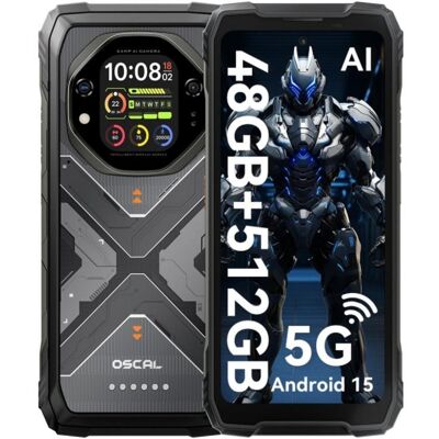 Oscal Tank 1 16GB 512GB 6.78" IPS 5G Dual SIM Carga Rápida 20000mAh IP69K Android 15 Negro Oscal Tank 1 16GB 512GB 6.78" IPS 5G Dual SIM Carga Rápida 20000mAh IP69K Android 15 Negro