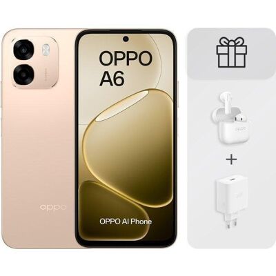 OPPO A6 4G 6GB 256GB 6.75" Aurora Gold Incluye Auriculares Buds 3 + Cargador 45W OPPO A6 4G 6GB 256GB 6.75" Aurora Gold Incluye Auriculares Buds 3 + Cargador 45W
