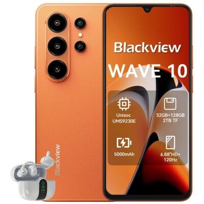 Blackview Wave 10 4G 8GB 128GB 6.88" Naranja Incluye auriculares Blancos Blackview Wave 10 4G 8GB 128GB 6.88" Naranja Incluye auriculares Blancos