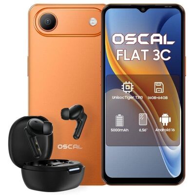 OSCAL Flat 3C 4G 6,56" 64GB 4GB Naranja Doble SIM OSCAL Flat 3C 4G 6,56" 64GB 4GB Naranja Doble SIM