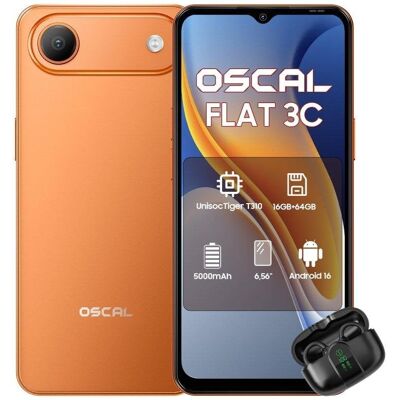OSCAL Flat 3C 4G 4GB 64GB 6,56" Naranja Doble SIM OSCAL Flat 3C 4G 4GB 64GB 6,56" Naranja Doble SIM
