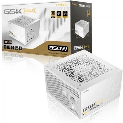 Fuente de Alimentación Antec GSK850 v2 850W Certificación 80 Plus Gold modular blanca Fuente de Alimentación Antec GSK850 v2 850W Certificación 80 Plus Gold modular blanca
