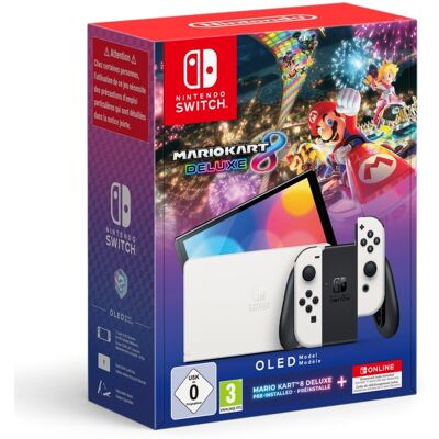 Nintendo Switch OLED Blanca + Mario Kart 8 Deluxe + 12 Meses Nintendo Switch Online Nintendo Switch OLED Blanca + Mario Kart 8 Deluxe + 12 Meses Nintendo Switch Online