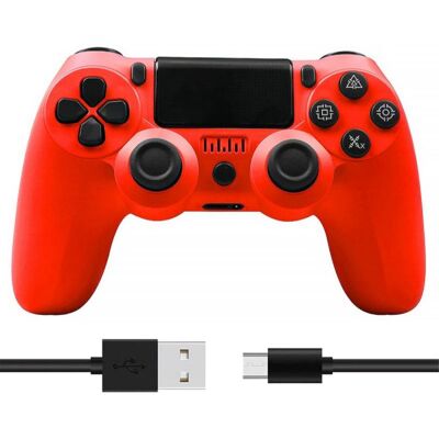 Kinsi Mando inalámbrico Bluetooth Compatible PS4/PC/PS2/PS3 Vibración Dual Batería 600mAh 8h Antideslizante Rojo Kinsi Mando inalámbrico Bluetooth Compatible PS4/PC/PS2/PS3 Vibración Dual Batería 600mAh 8h Antideslizante Rojo